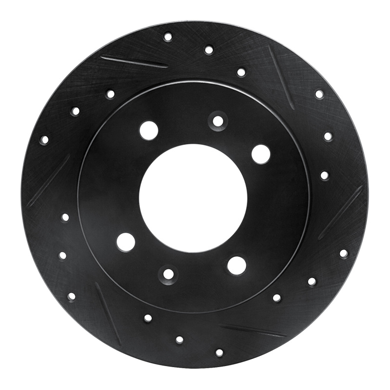 Hyundai Tiburon Brake Rotor (1) - Rear Right - R1 Concepts - Drilled & Slotted - Black - `97-`06
